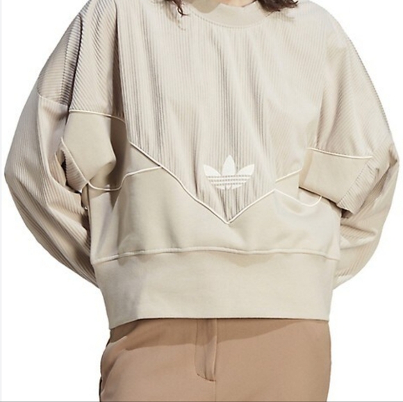 adidas Tops - Adidas oversized drop sleeve corduroy sweatshirt nwt sz small